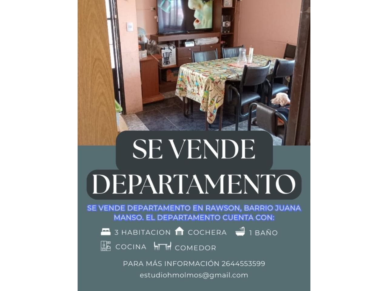 ¡ Escuchamos Tu Propuesta  Venta   Departamento. Rawson