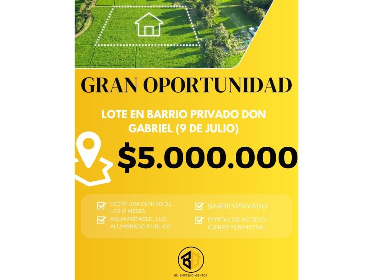 Venta. Gran Oferta Lote En Barrio Privado 9 De Julio