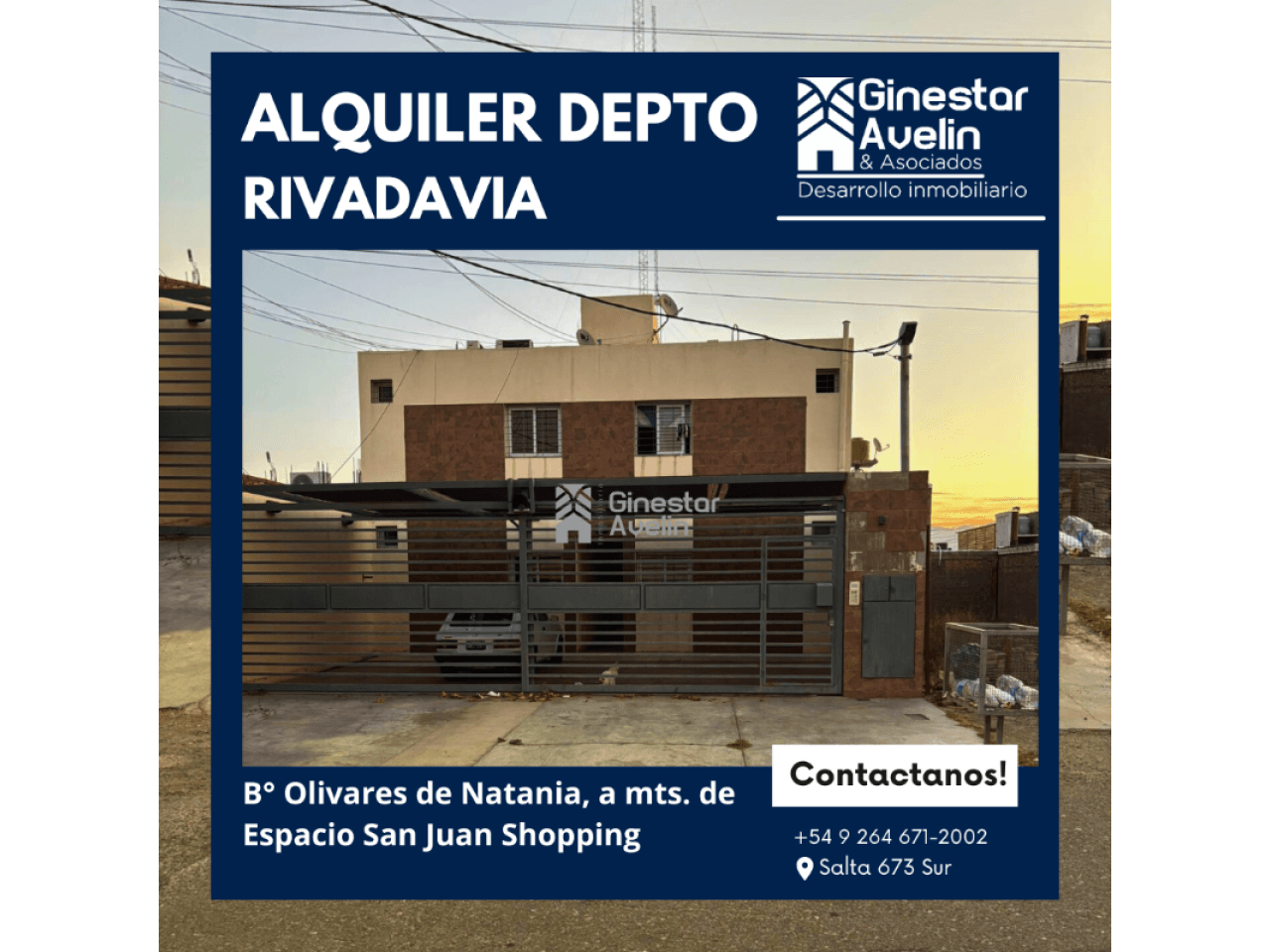 Alquiler - Departamento - 1 Dormitorio - A Mts. De Espacio San Juan Shopping- Con Cochera - Rivadavia