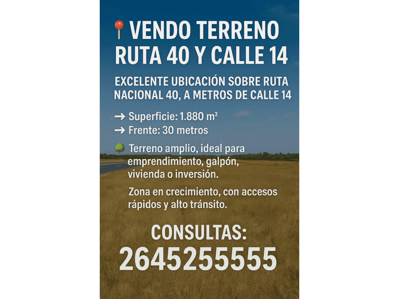 Terreno 1880 M. Pocito