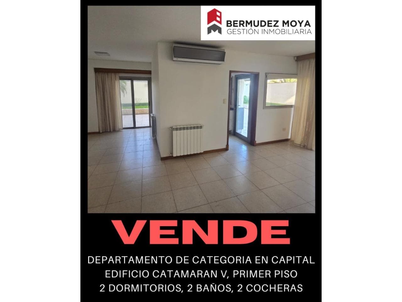 Venta. Amplio Departamento De Categoría En Edificio Catamarán 5, 2 Dormitorios, 2 Baños, 2 Cocheras, Gran Patio Interno.