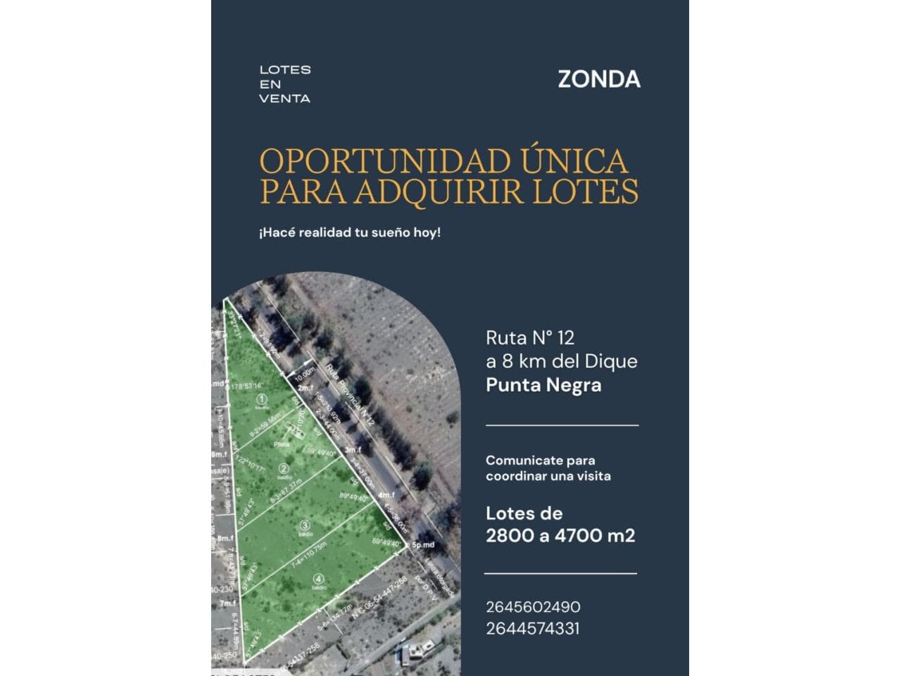 4 Lotes A La Venta En Zonda.