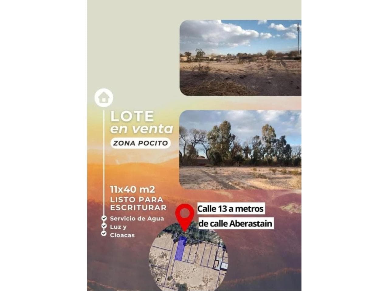 🏡  Lote Pocito. Ubicación: Calle 13, A Metros De Aberastain.