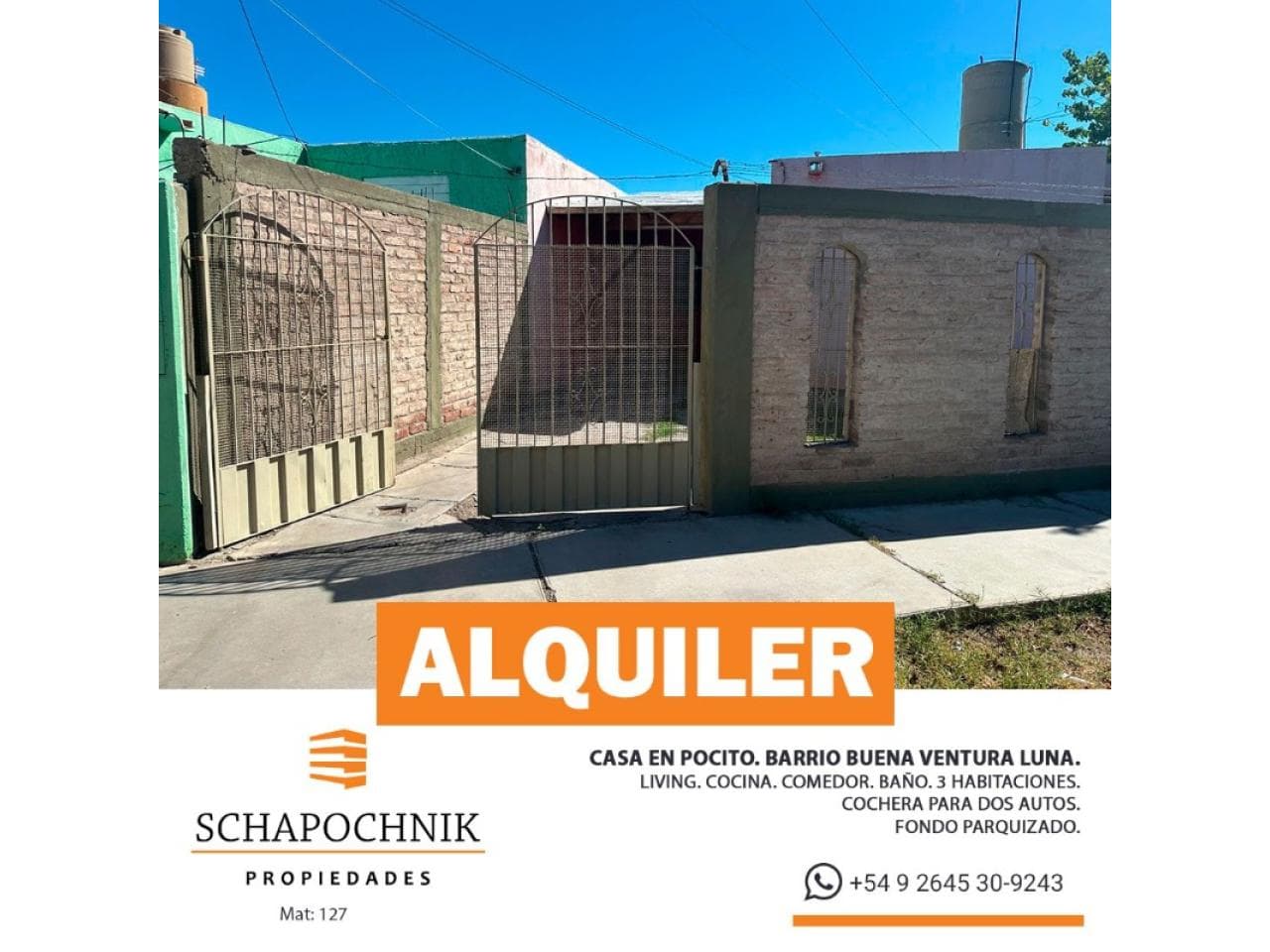 Alquiler Casa 3 Habitaciones. Rawson