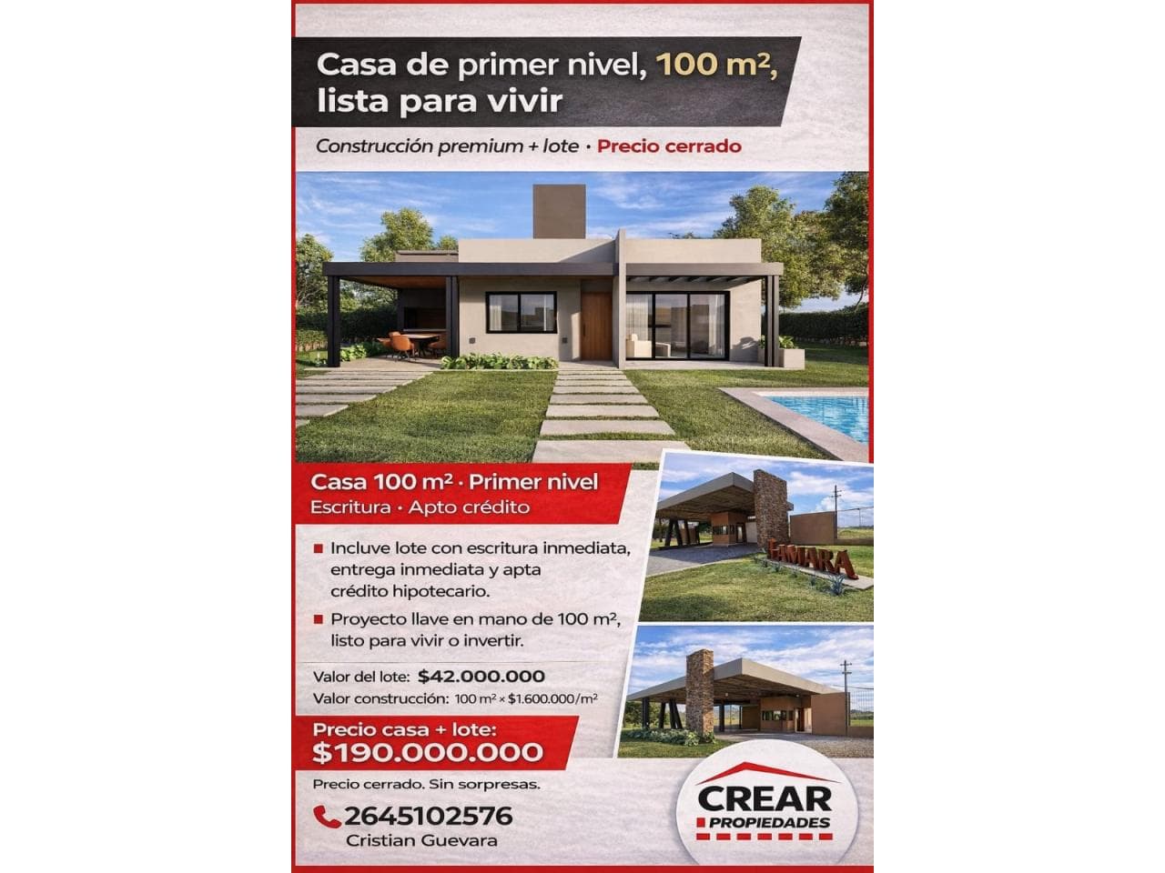 Casa De Primer Nivel, 100 M², Lista Para Vivir - 3 Dormitorios. Santa Lucia