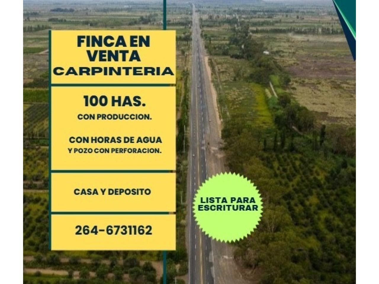 Venta. Finca 100 Has Lista Para Escriturar. Pocito