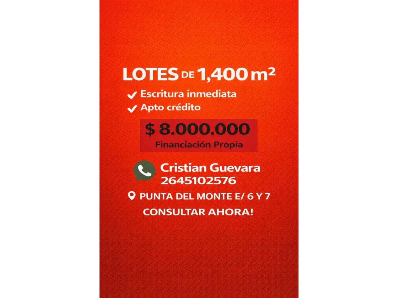 Venta. Lote De 1470m2 $8 Millones. Rawson