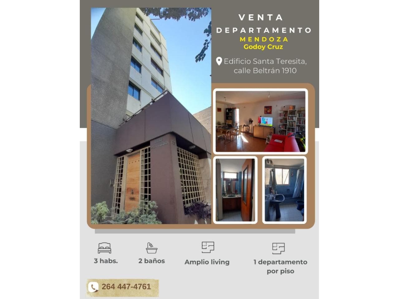 Venta. Dpto. Provincia Mza. Godoy Cruz. 3 Dormitorios, Baños