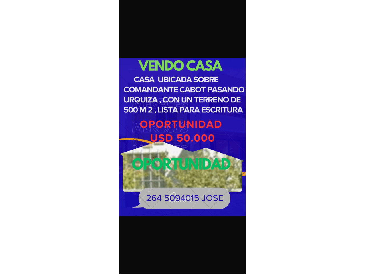 Vendo Casa En Comandante Cabot Pasando Urquiza Tiene Un Terreno De 500 M2  Está Lista Para Escriturar