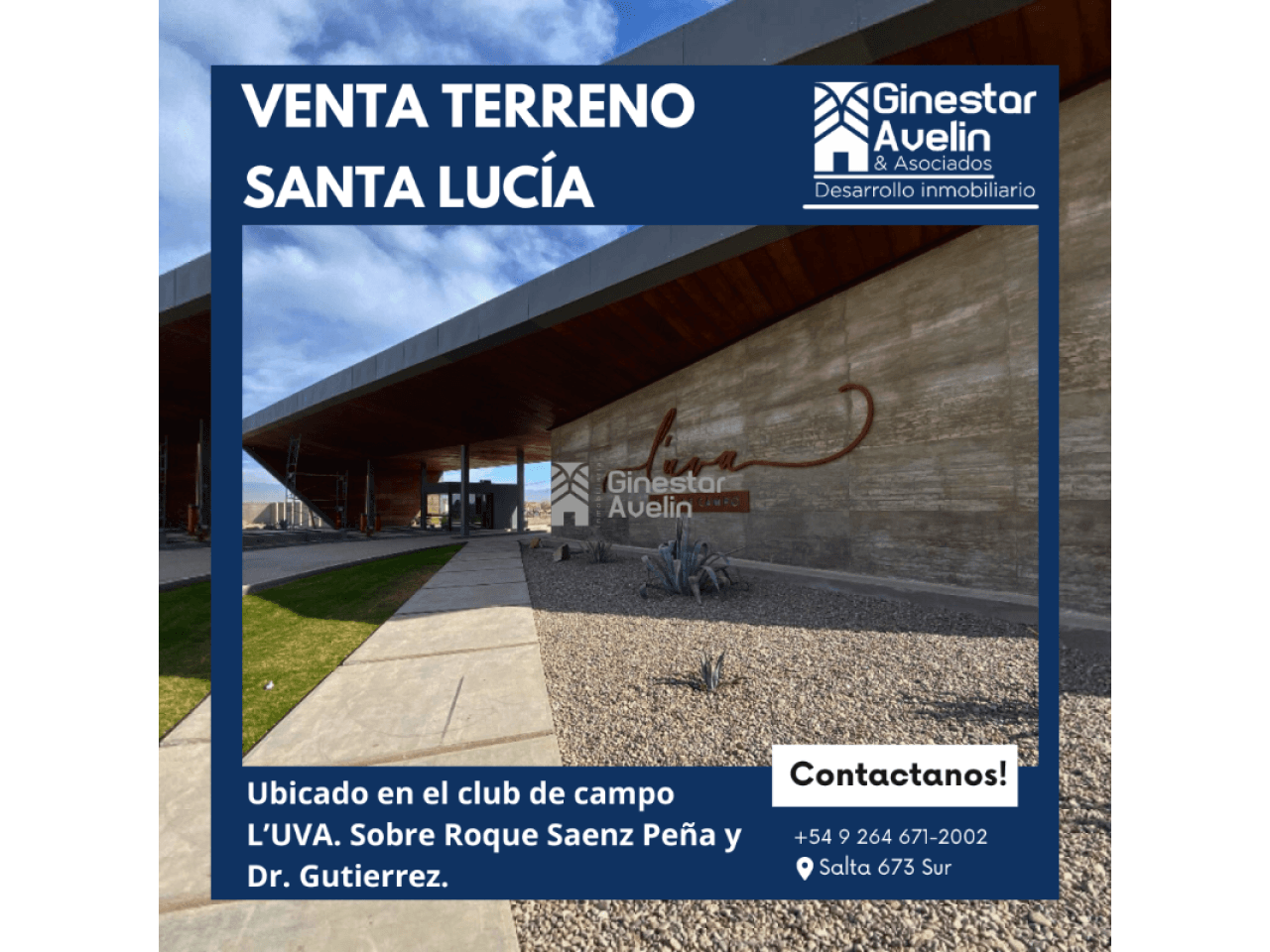 Venta - Lote - Club De Campo Luva - 1300m2 - Santa Lucía - Categoría