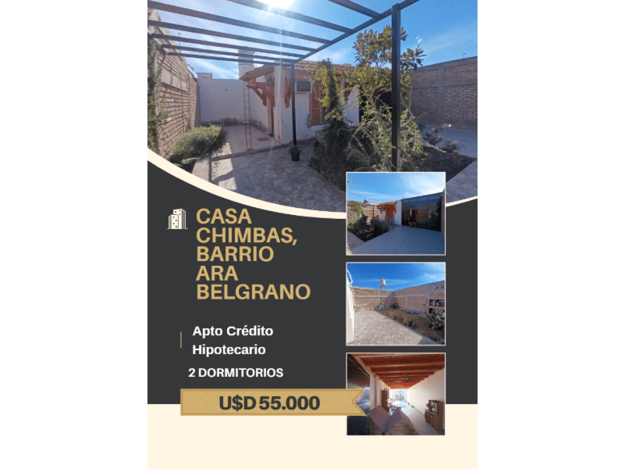 Venta - Apto Crédito Hipotecario - Casa 2 Dormitorios - Chimbas