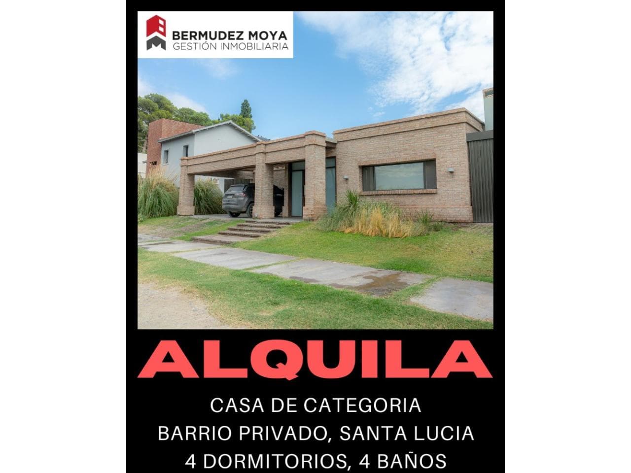 Alquiler, Casa De Categoría En Santa Lucia, Barrio Privado, 4 Dormitorios, 4 Baños, Piscina, Cochera Doble
