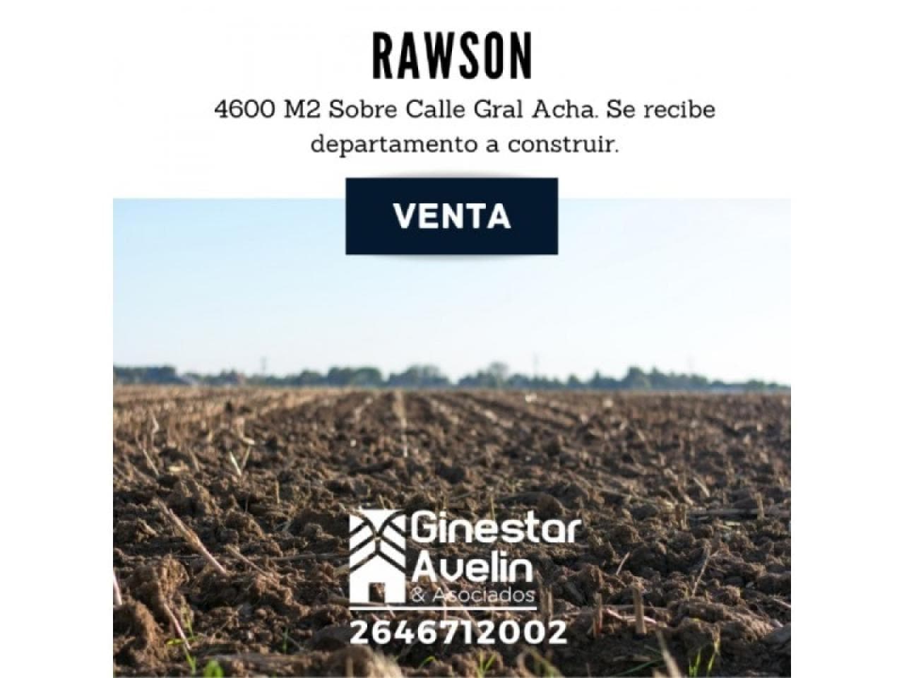 Venta. 4321 M2 Sobre Calle Gral Acha. Recibo Dpto A Construir. Rawson