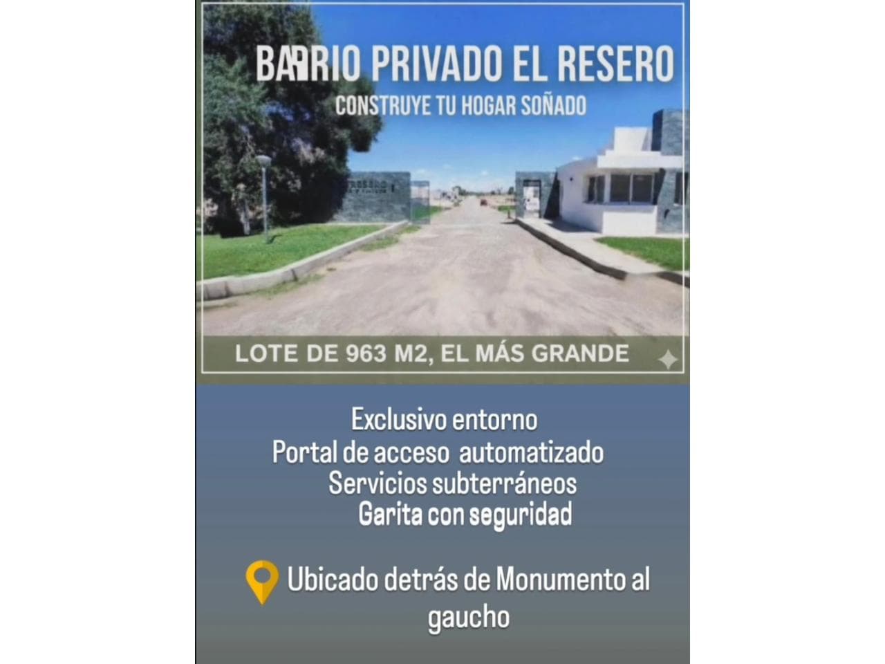 Lote 963 M2 Barrio Privado El Resero, Detrás De Monumento Al Gaucho