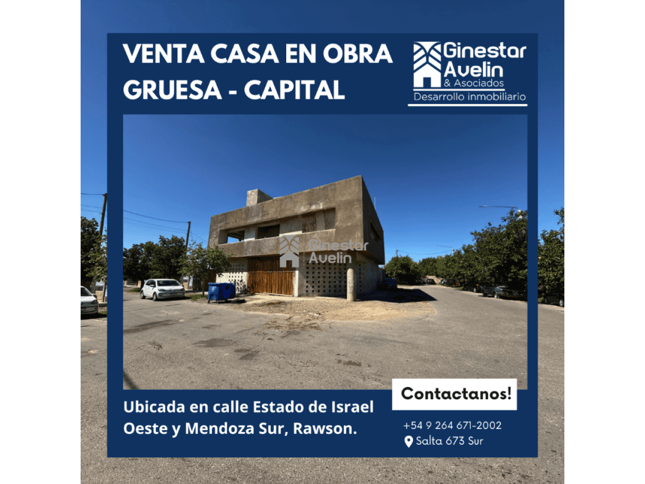 Venta - Importante Casa En Obra Gruesa - Rawson - A Mts. De Mendoza Sur