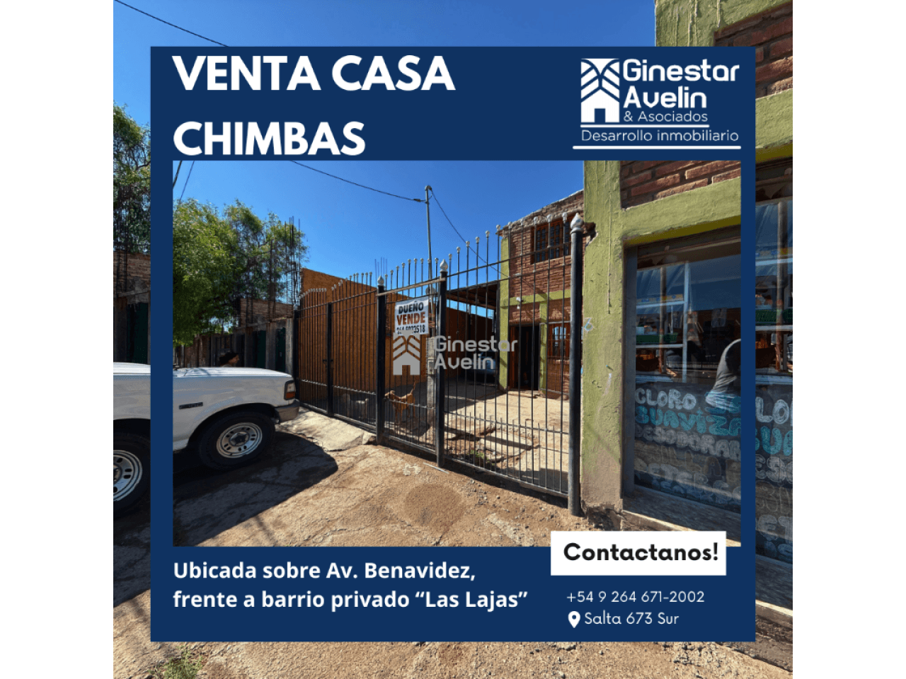 Venta - Casa - 503m2 - Sobre Av. Nazario Benavidez Oeste - Chimbas -  Frente A Barrio Privado Las Lajas