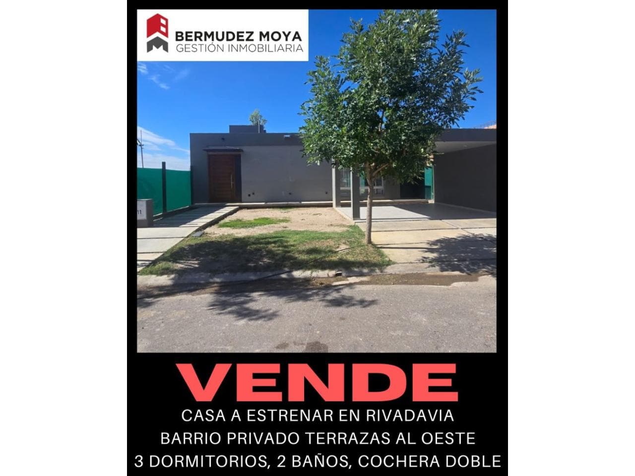 Venta. Casa A Estrenar En Barrio Privado Terrazas Al Oeste, Rivadavia, 3 Dormitorios, 2 Baños, Cochera Doble