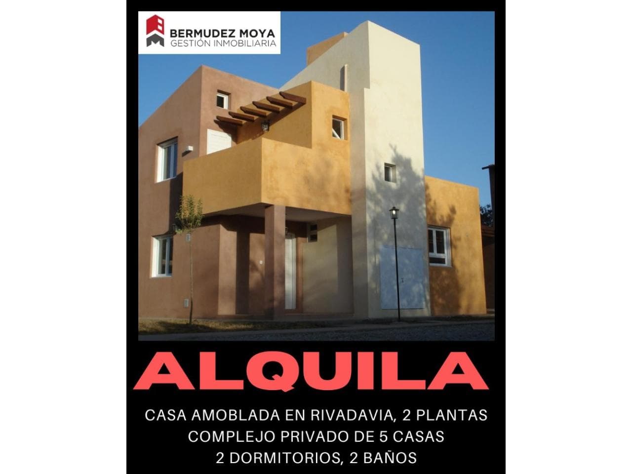 Alquiler. Casa En Rivadavia, Complejo Privado, Amoblada, 2 Dormitorios, 2 Baños, Con Cochera