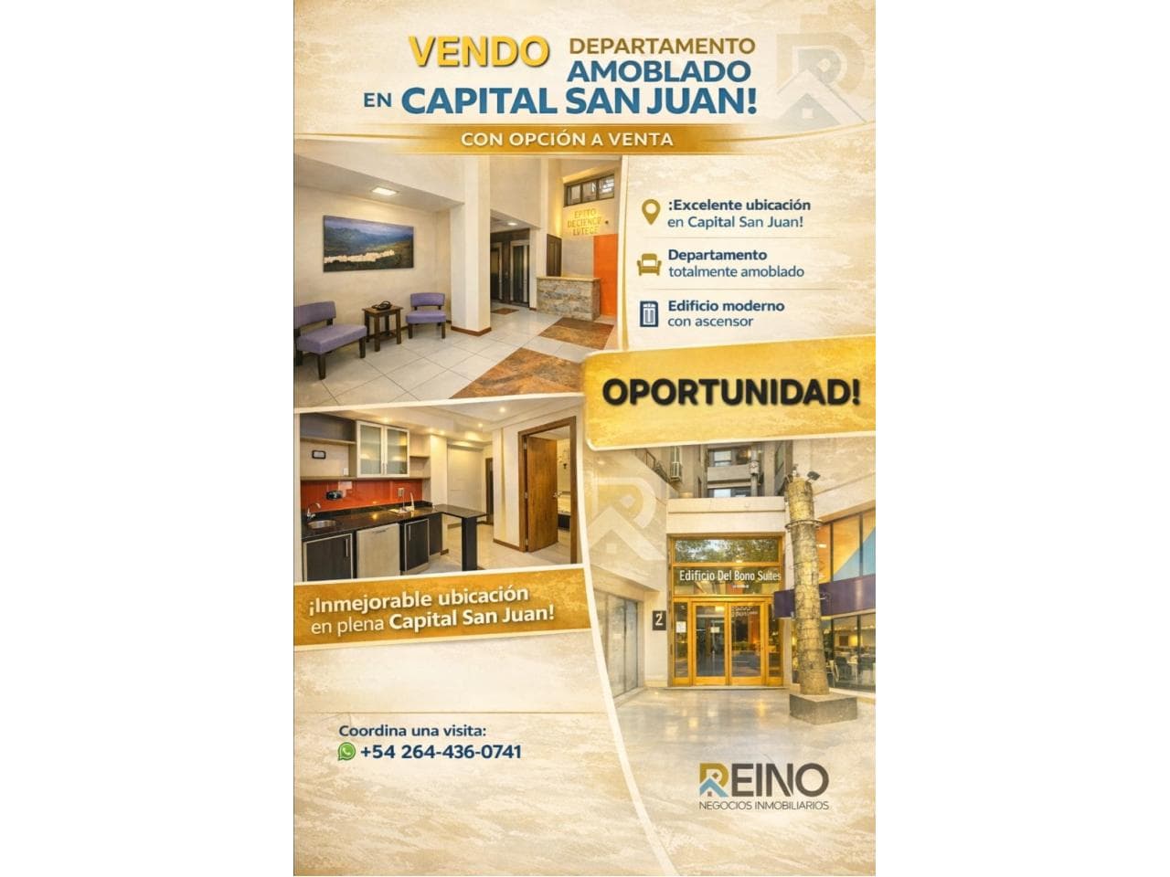 🏙️ Vendo Monoambiente Amoblado  Pleno Centro De San Juan 🏙️ ✨ Edificio Del Bono Suite ✨