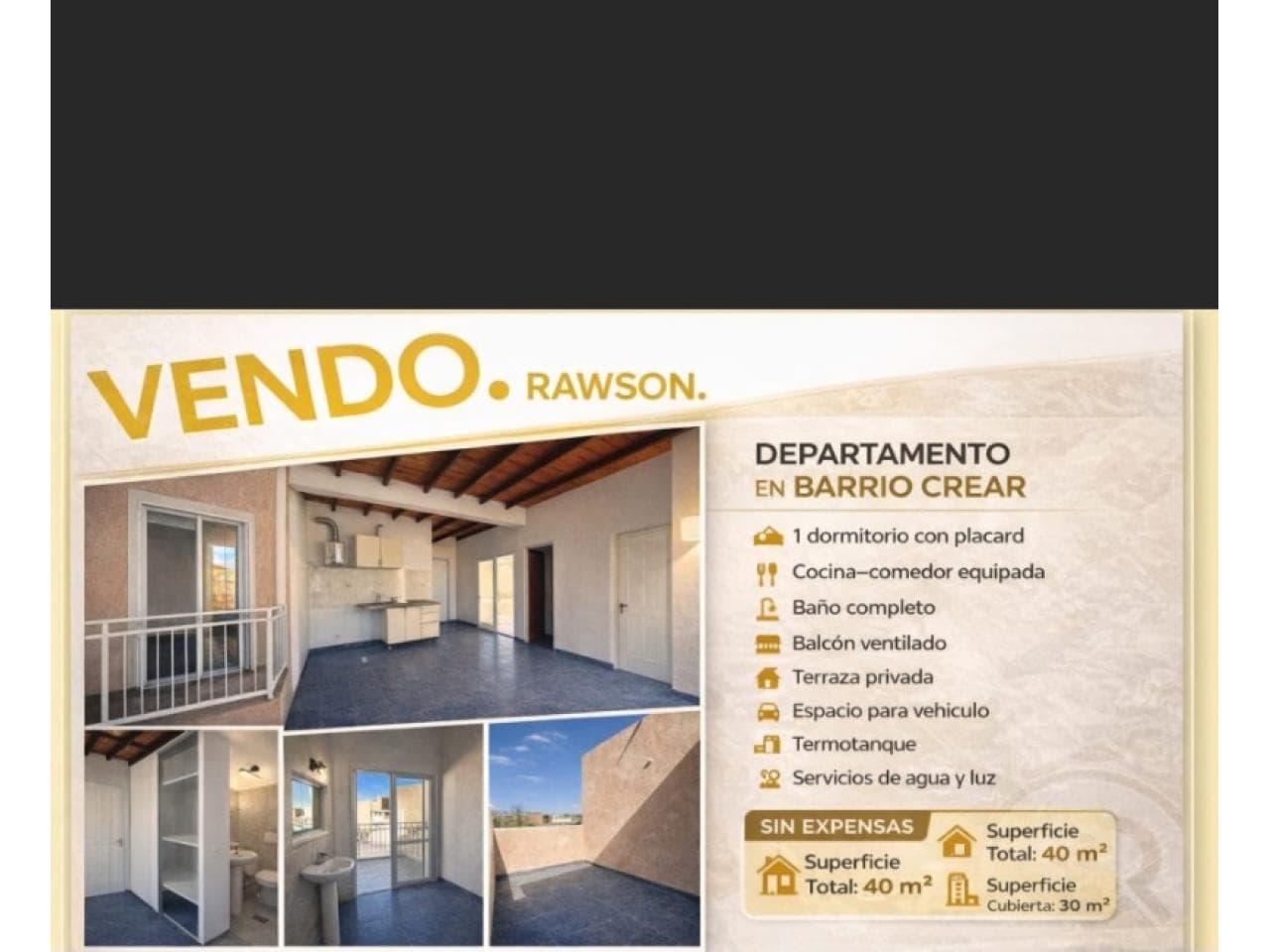 🏡 Vendo Departamento En Barrio Crear  Rawson-