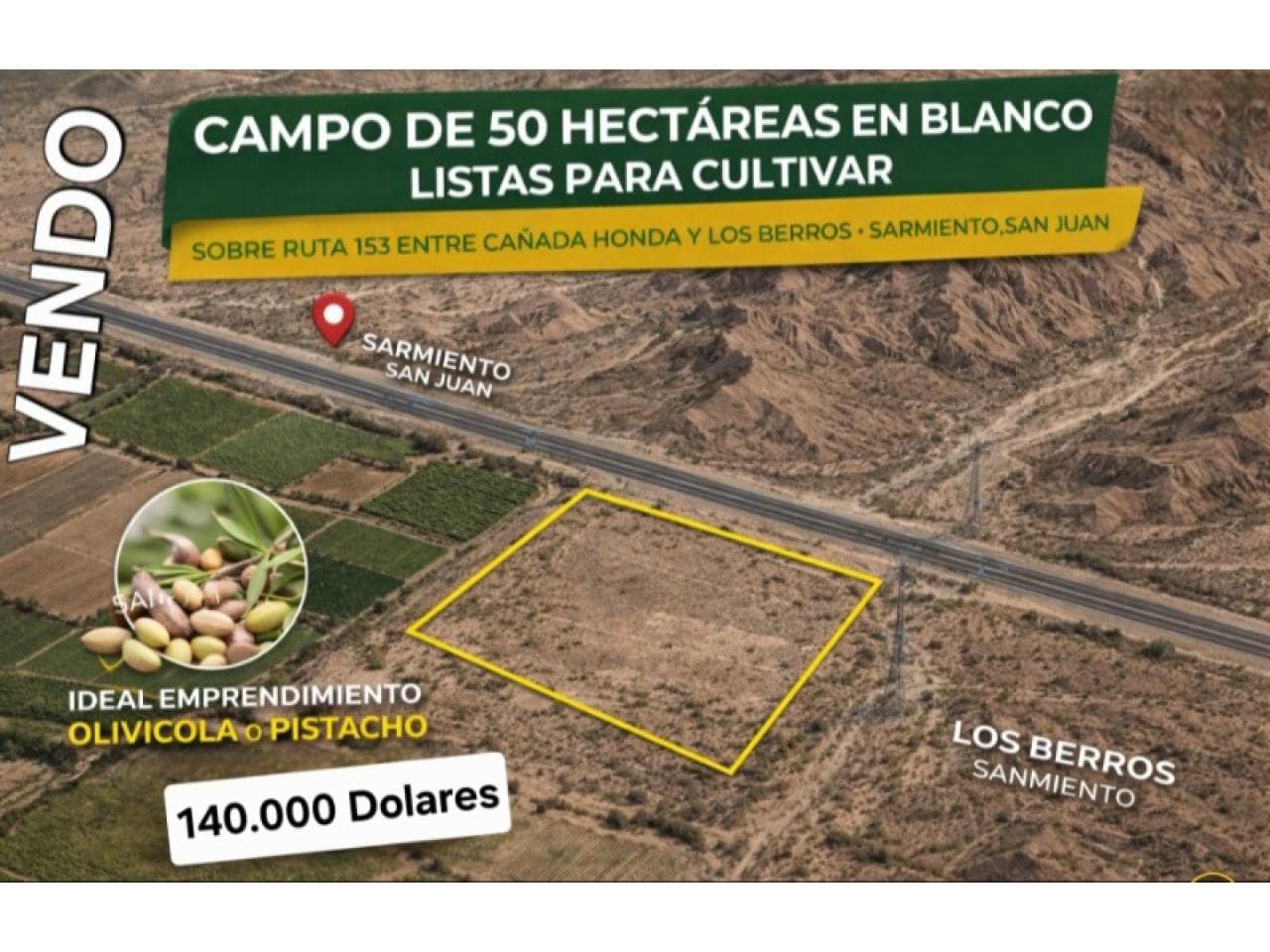 🌿 Vendo Campo En Sarmiento  50 Hectáreas Listas Para Cultivar-