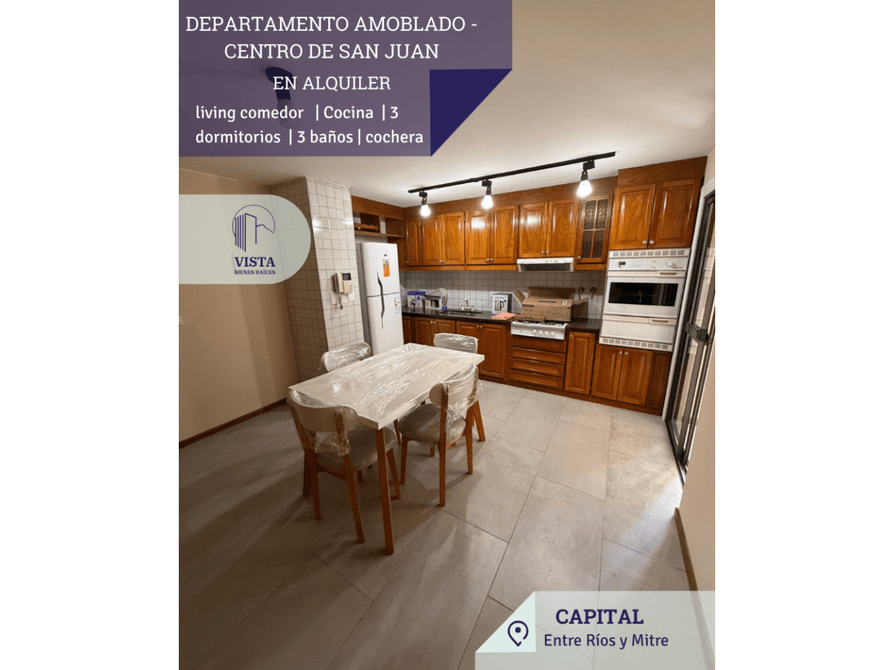 Alquiler. Departamento Amoblado - 3 Dormitorios - 3 Baños - Cochera - En Capital