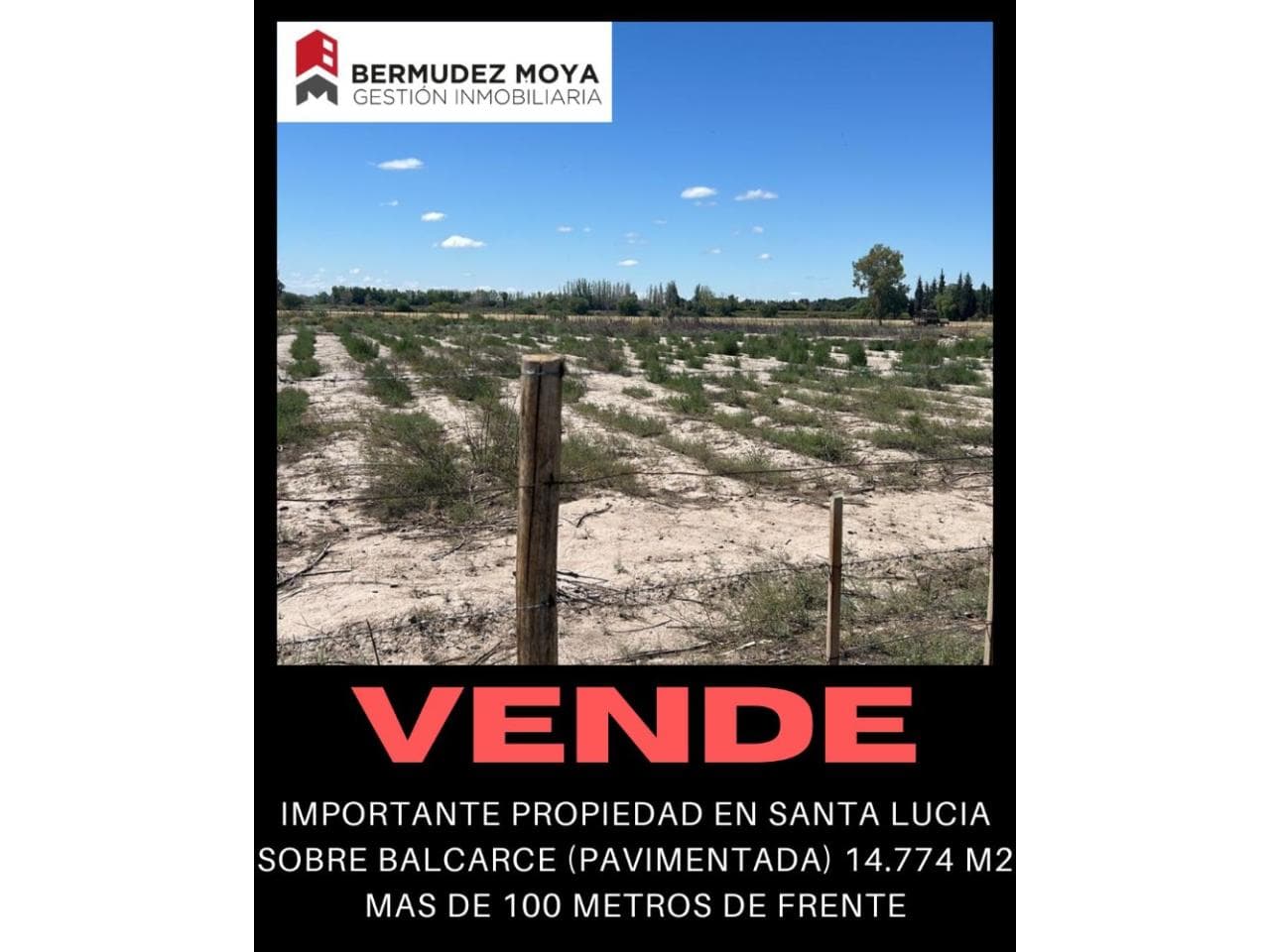 Venta. Importante Terreno De 14.774 M2 En Santa Lucia, Por Calle Balcarce Mas De 100 Metros De Frente.