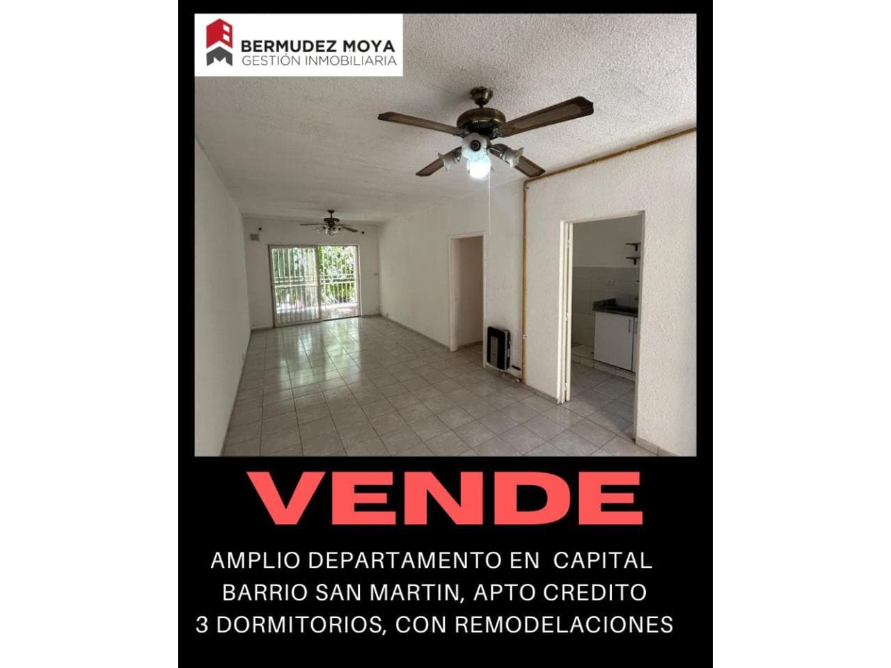 Venta. Amplio Departamento En Barrio San Martin, 3 Dormitorios, 1 Baño, Listo Para Escriturar. Capital