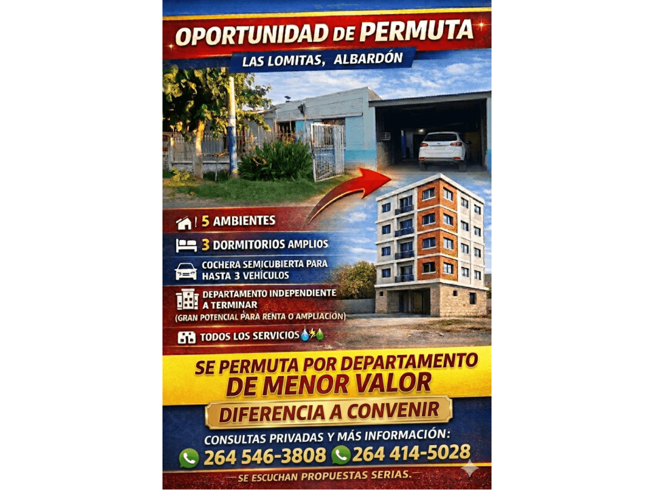 Permuto Casa En Albardon