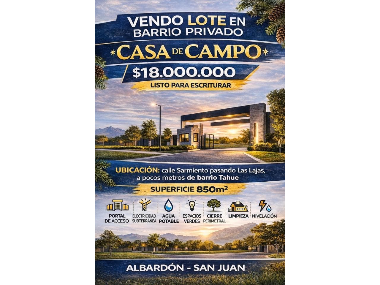Venta. Lote En Barrio Privado En El Barrio Casa De Campo. Albardon