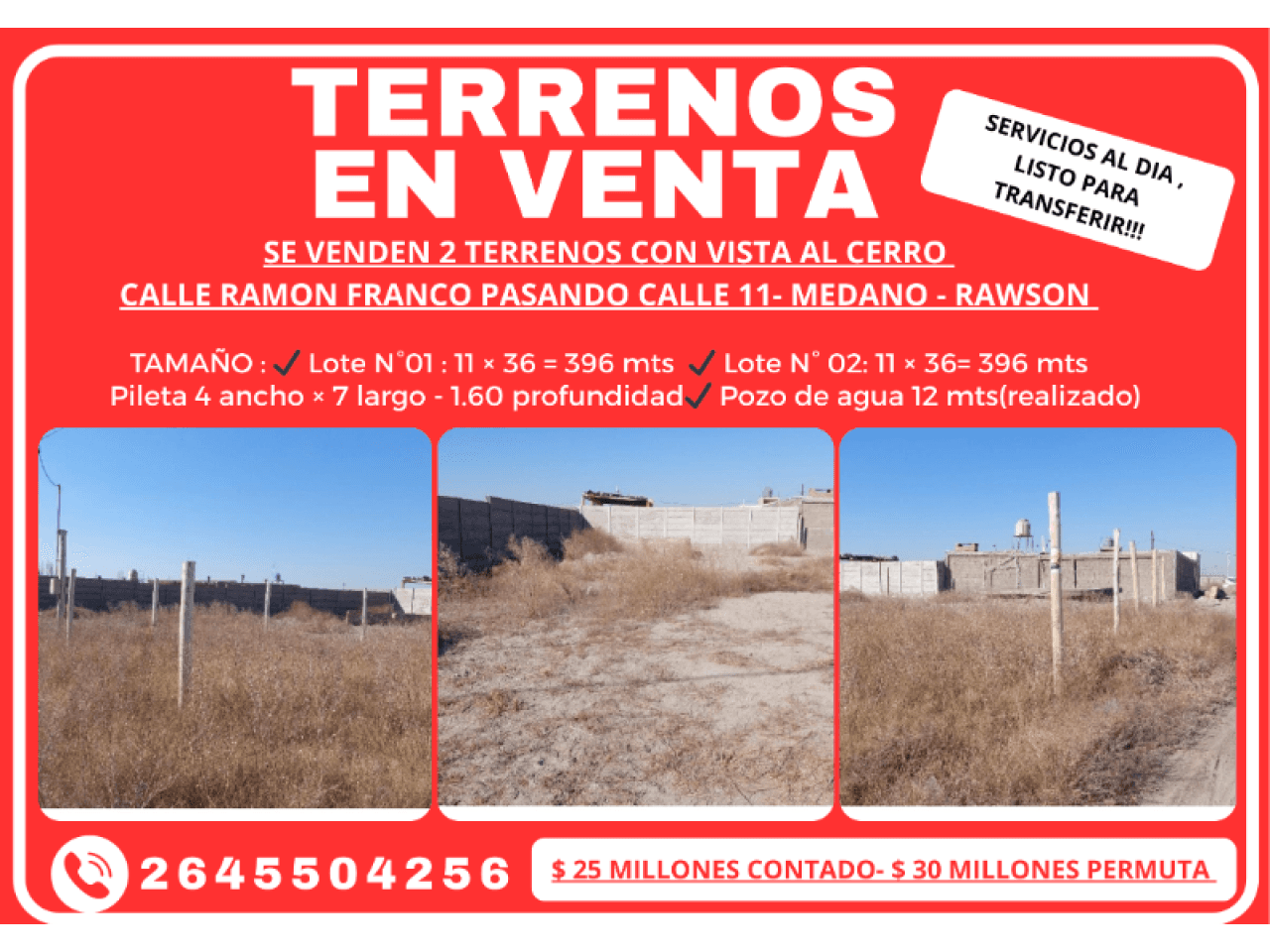 Venta De 2 Lotes Medano. Rawson