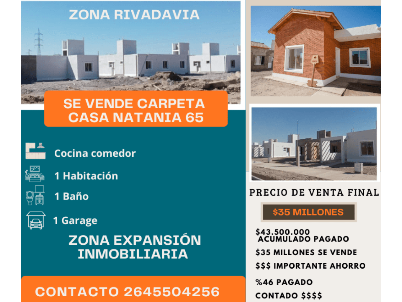 Se Vende Carpeta Casa Natania 65 Zona Rivadavia