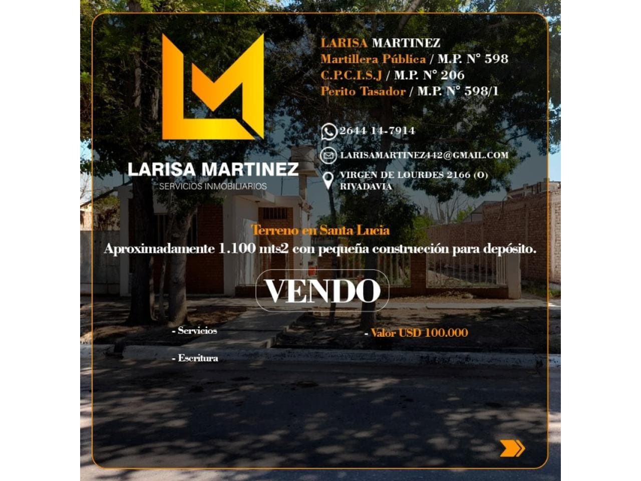 Venta Terreno De 1100m² En Santa Lucia.