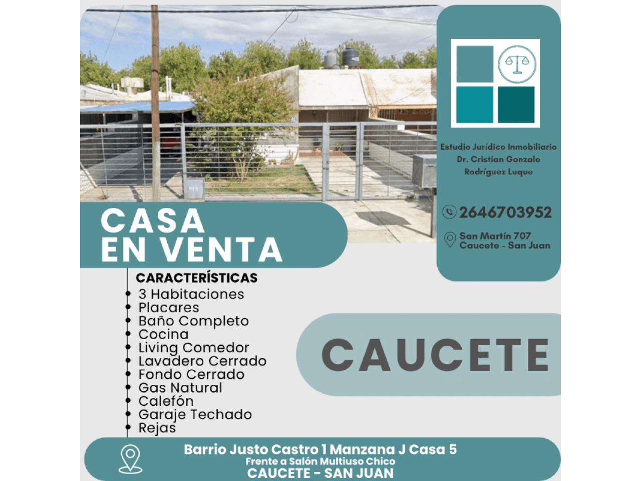 Vendo Casa Barrio Justo Castro 1