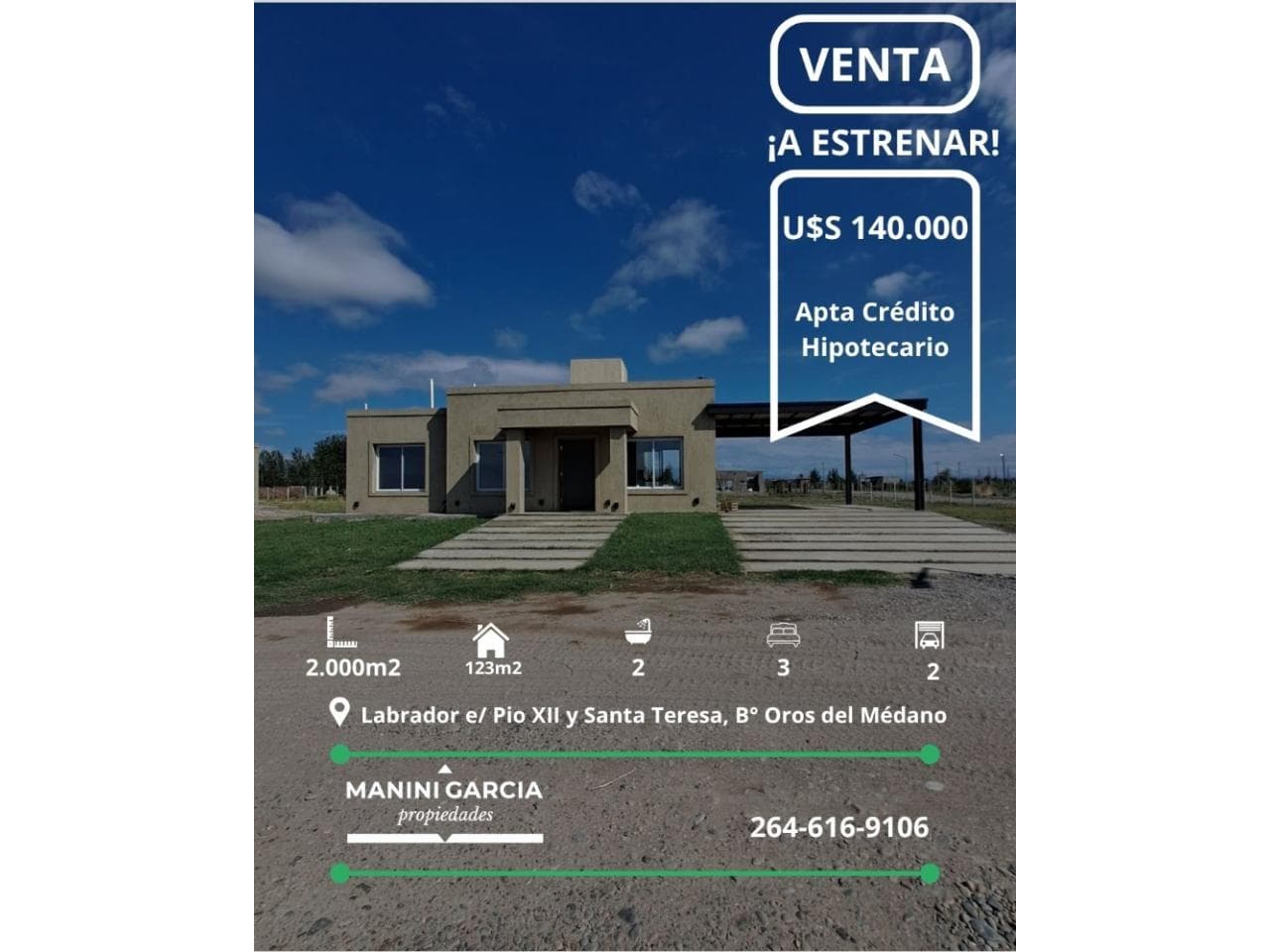 Venta Casa A Estrenar - 3 Dormitorios - 2 Baños - Rawson - Apta Credito Hipotecario