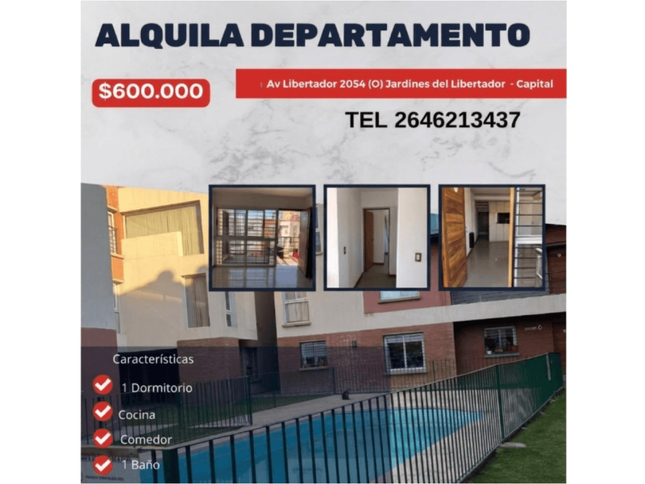 Alquiler Departamento - Jardines Del Libertador - 2054 Oeste - Capital