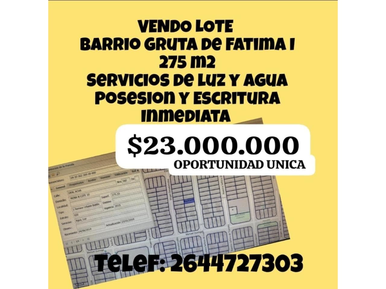 Venta Lote Barrio Gruta De Fatima 1. Rawson