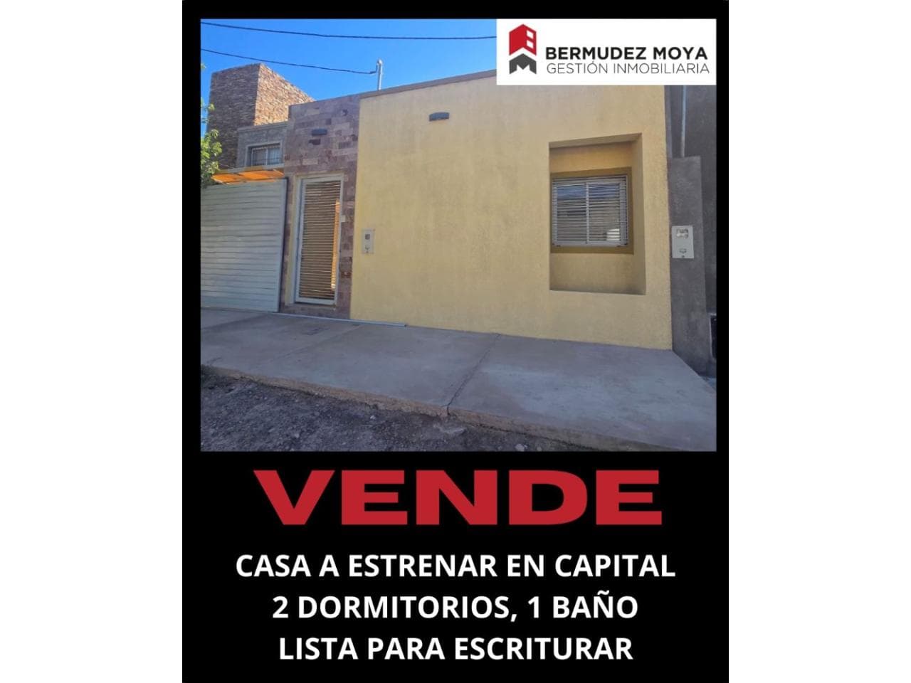Venta. Casa A Estrenar En Capital, 2 Dormitorios, 1 Baño, Excelente Ubicación, Lista Para Escriturar.