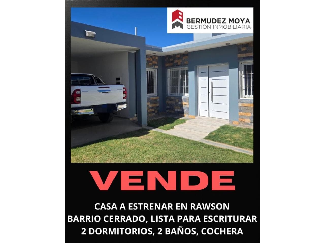Venta. Casa A Estrenar En Rawson, Barrio Cerrado, 2 Dormitorios, 2 Baños, Excelente Ubicacion.- Rawson