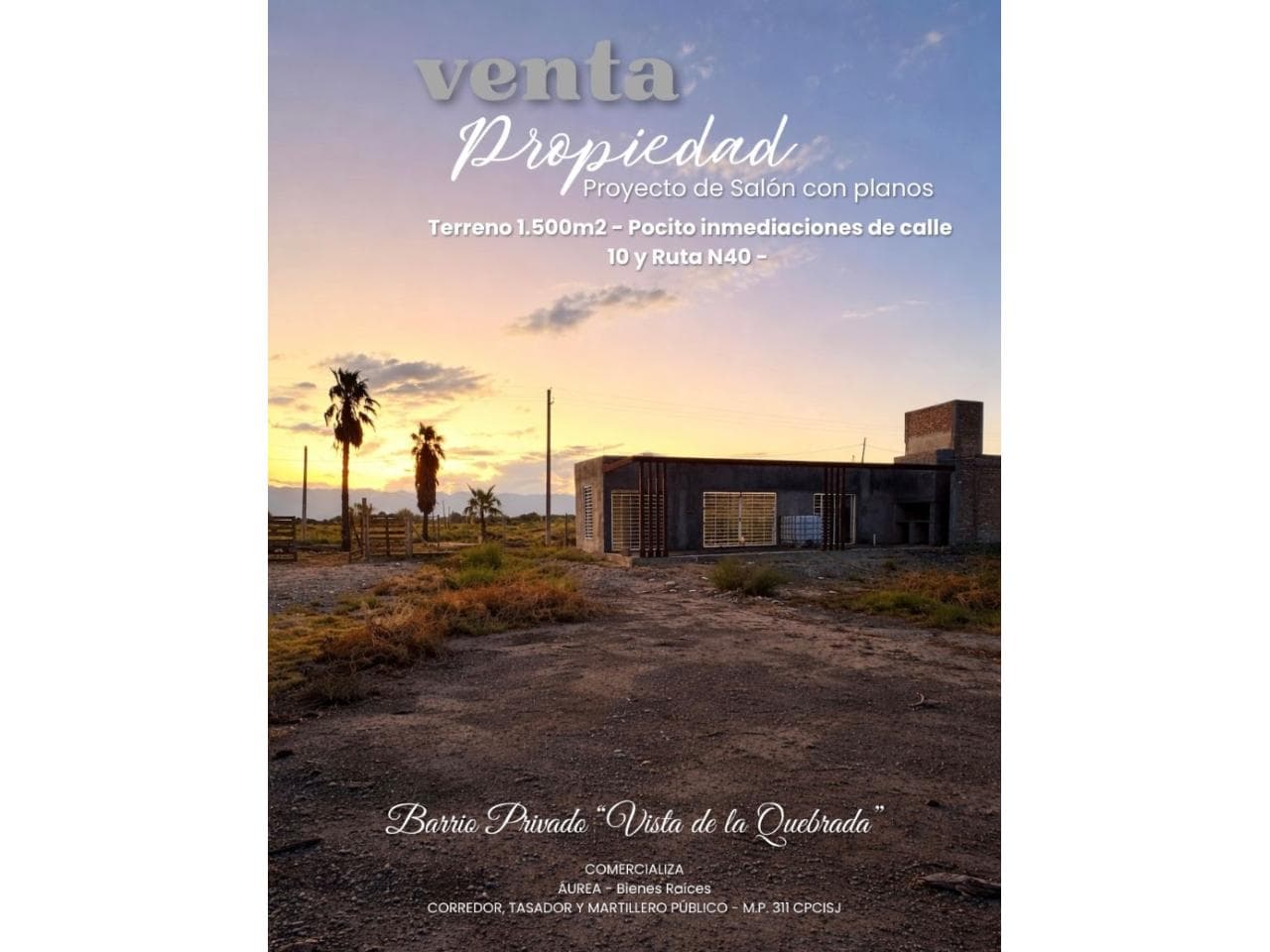 Venta  Proyecto Ideal Salón O Vivienda En Pocito, Calle De 10 - 1.500m²