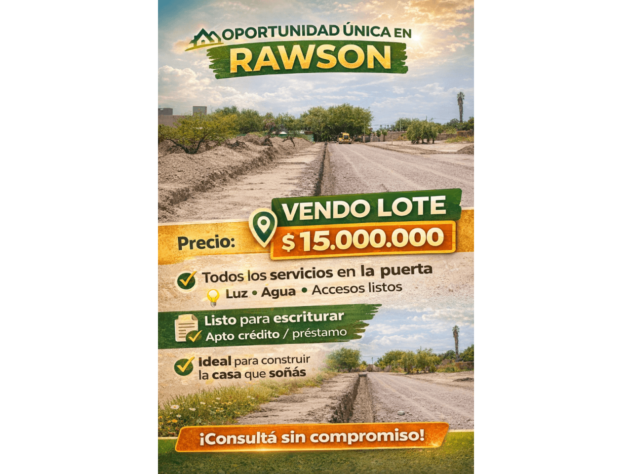 Venta. Lote Listo Para Escriturar En Rawson