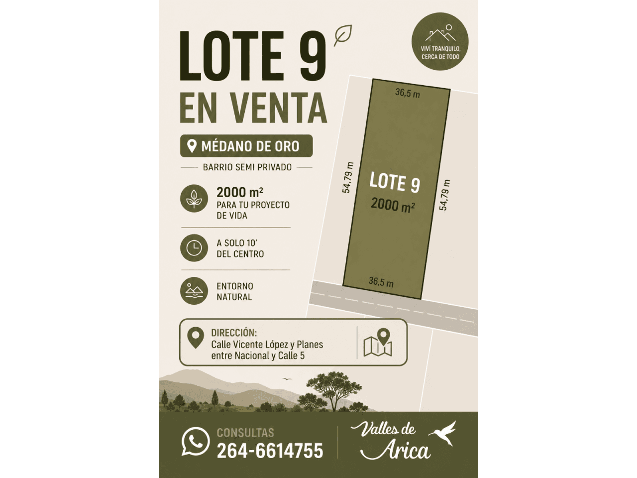 Urgente Lote 2000 M2 Medano De Oro Barrio Valle De Arica