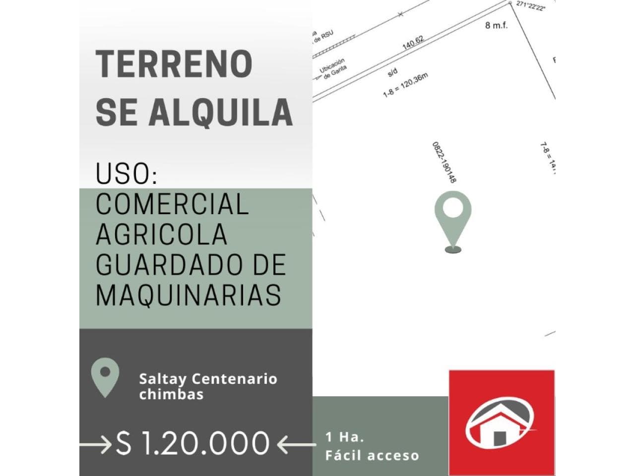 Alquilo Terreno 1 Hectárea: Uso Comercial / Agrícola/ Guardado De Camiones