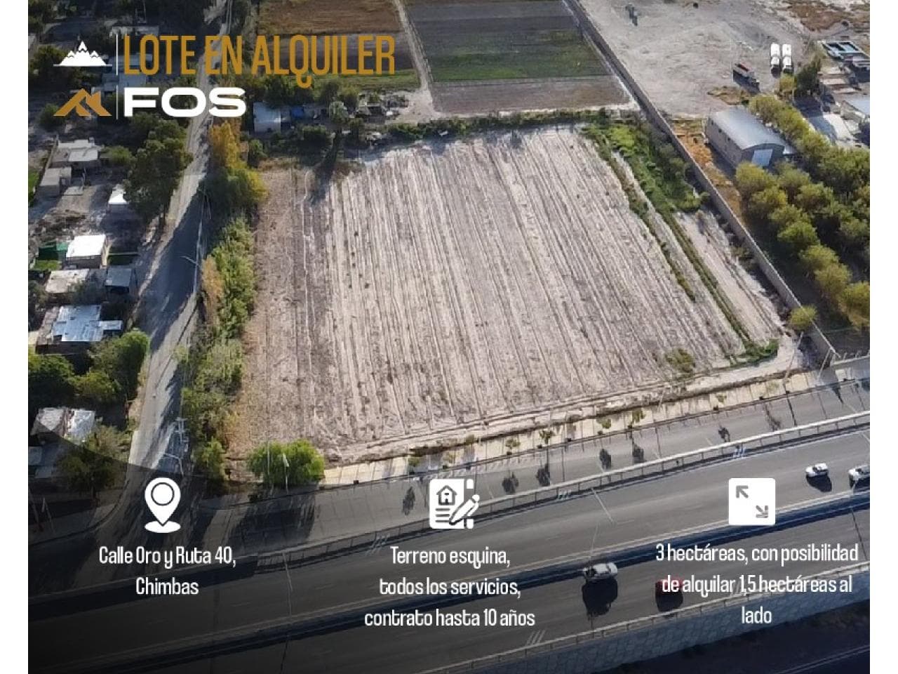 Lote Esquina De 3 Hectareas Sobre Ruta 40 - Alquiler - Chimbas