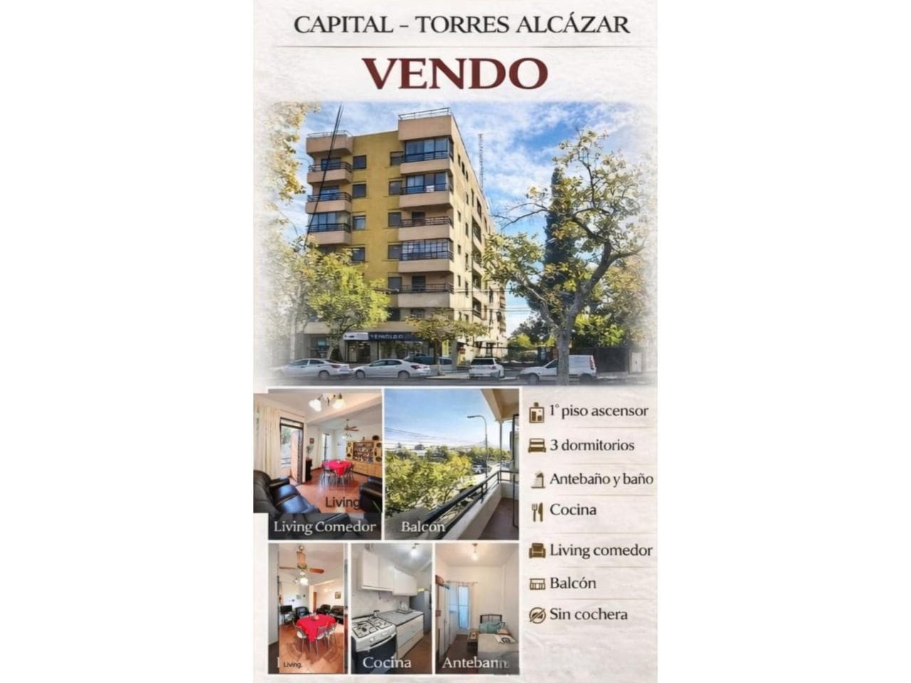 🏙️ Alquiler  Departamento 3 Dormitorios  Capital, San Juan 📍 Sobre Av. Ignacio De La Roza  Excelente Ubicación.