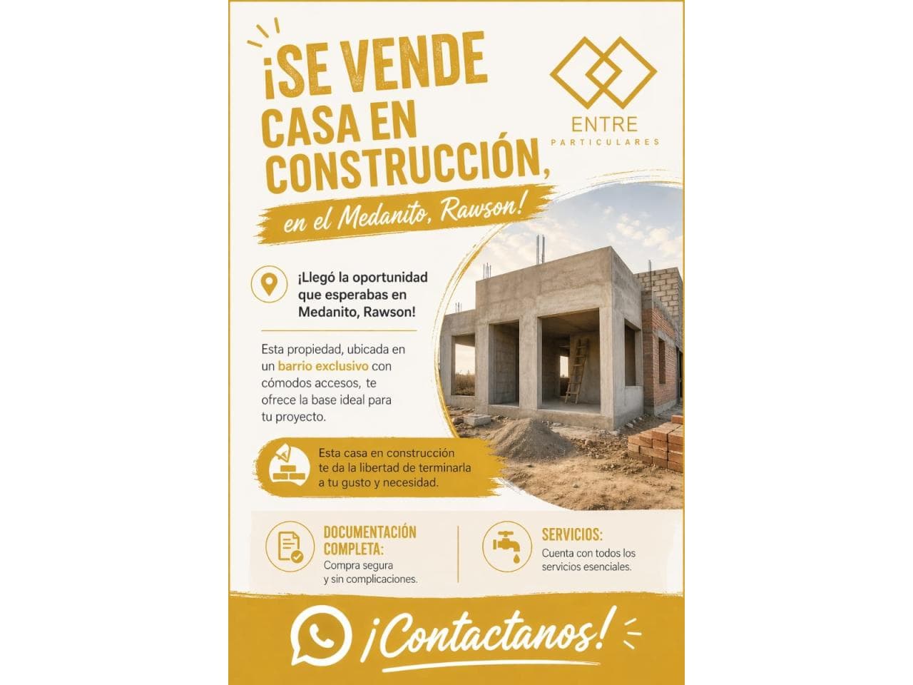 Se Vende Casa En Construcción, En El Medanito, Rawson