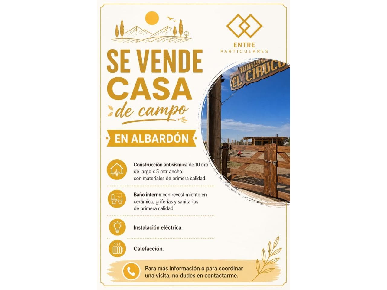 Se Vende Casa De Campo En Albardón