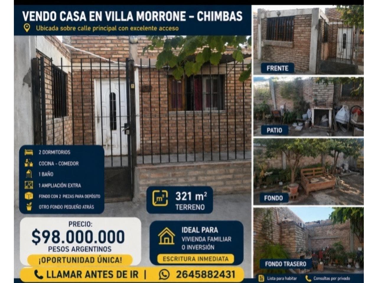 Venta Casa V. Morrone. Chimbas