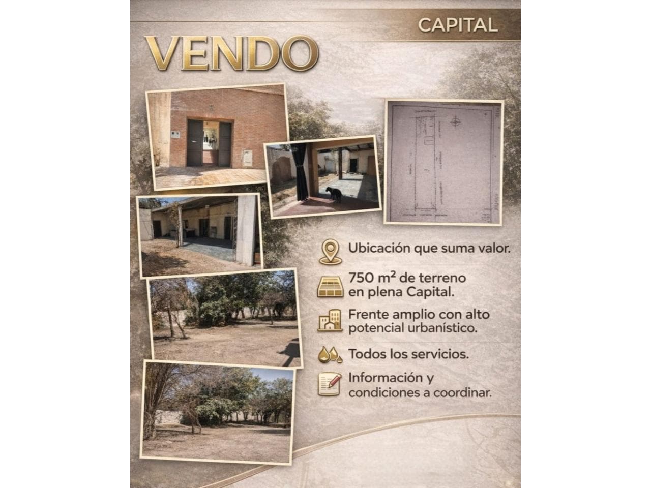 Vendo Terreno Amplio 750 M2 En Capital
