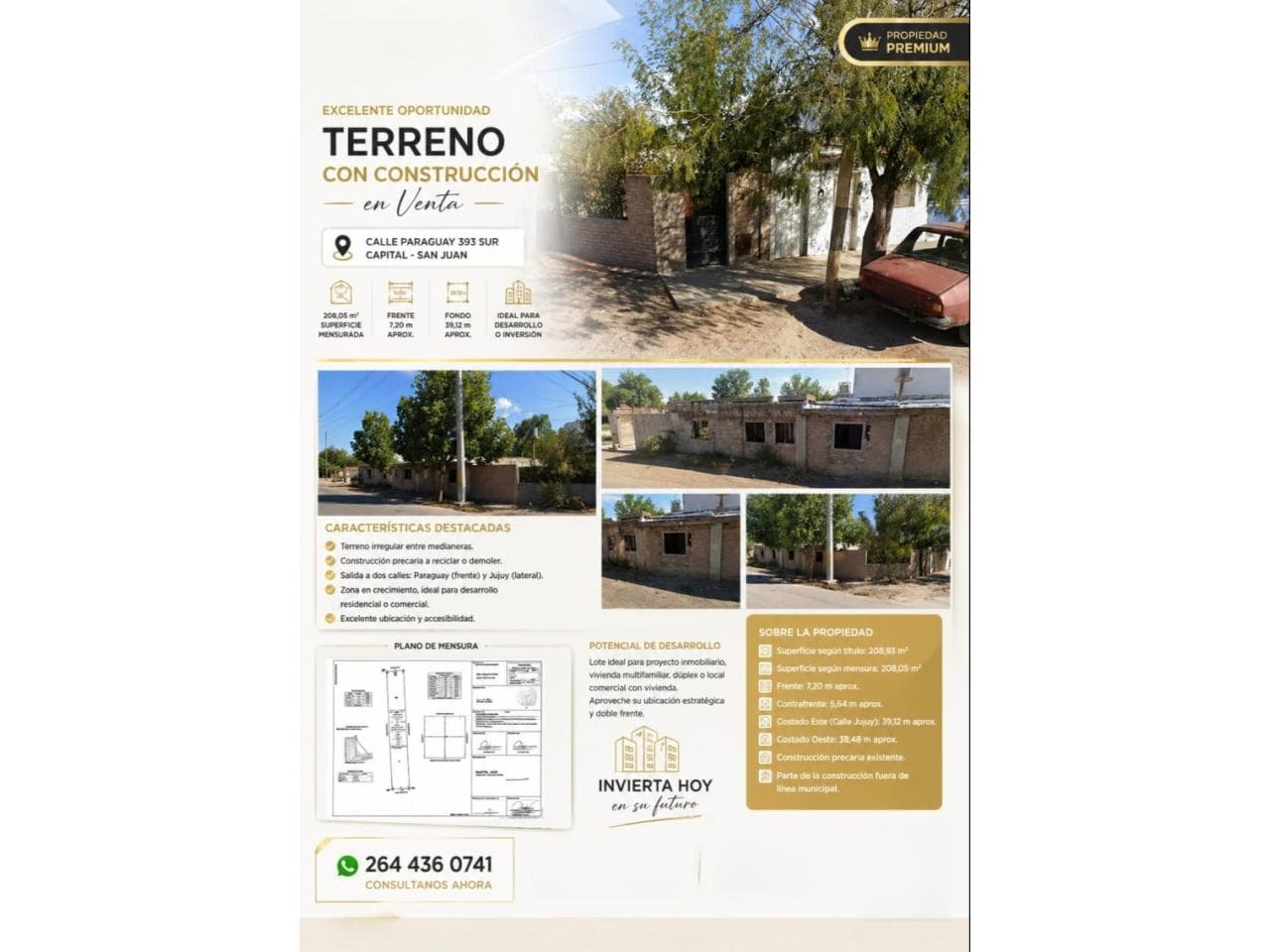 Vendo Terreno Esquina Con Construcción En Capital
